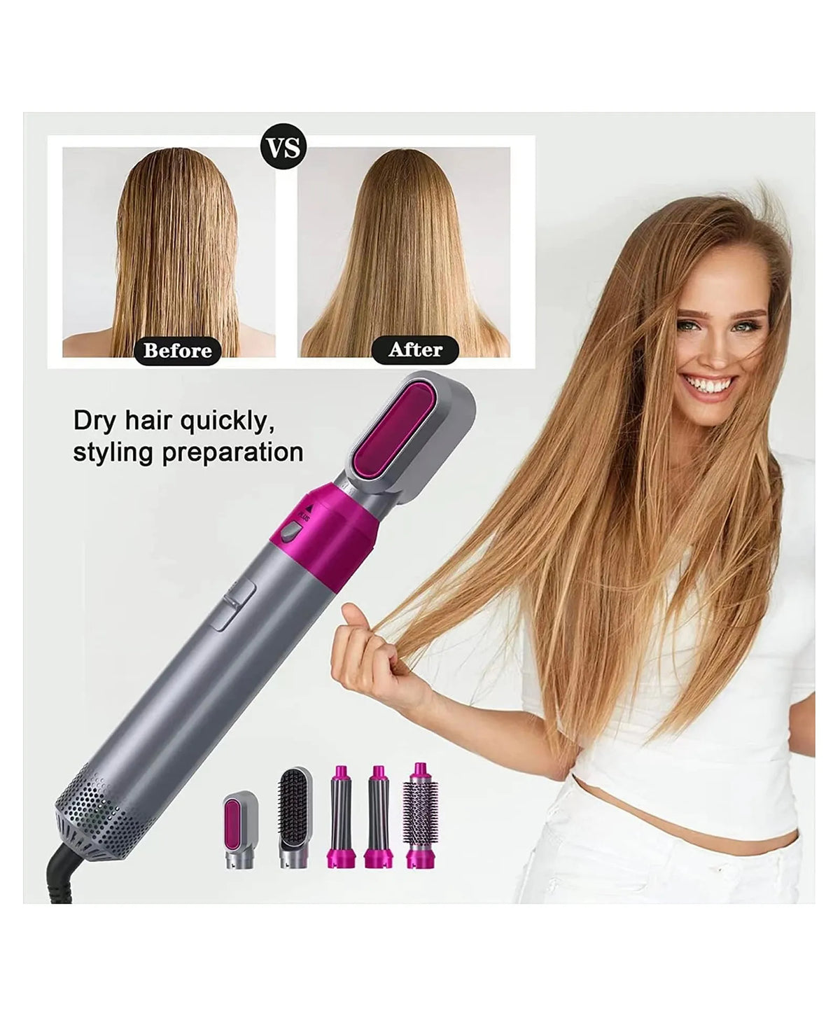 5 In 1 Hot Air Styler Hair Straightener Dryer Comb