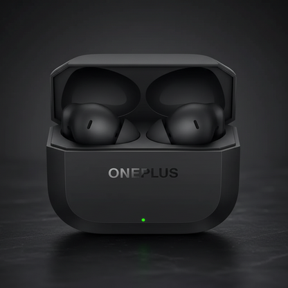OnePlus Nord Buds 3 black wireless earbuds on dark premium background