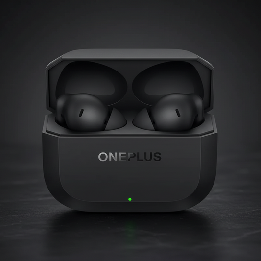 OnePlus Nord Buds 3 black wireless earbuds on dark premium background